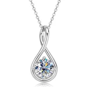 1ct Lab Created Necklace VS1 D Colour Excellent Cut 18K Gold Diamond Test Pass - Picture 1 of 9