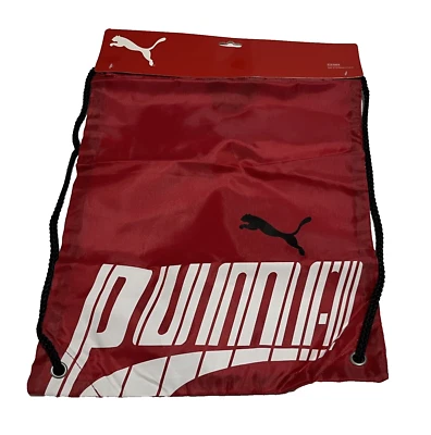 PUMA Vintage Pompones Rojo Cinch Bolso Saco Bolso Mochila con Cordón Negro NUEVO Foto 1 de 3