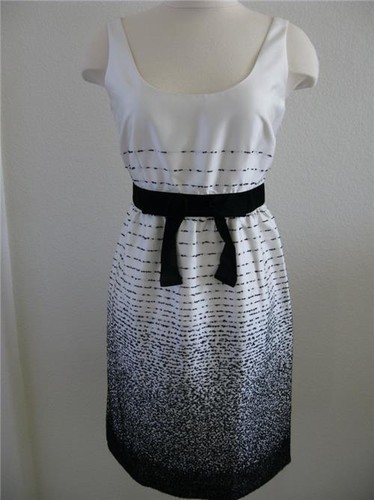 Abito formale da cocktail Kate Spade Trish Be abbagliato crema nero velluto fiocco 8 $445