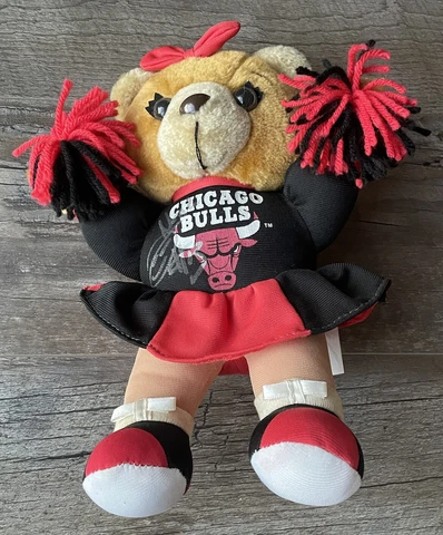 Chicago Bulls Cheerleader Play By Play 10” Plush Stuffed Bear -Unknown Signature Cover