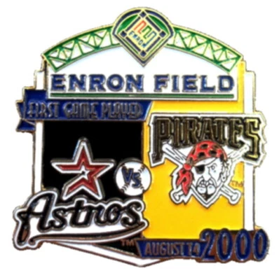 Pirates Pin Inaugural Game Pin versus Astros at Enron Field MLB Baseball Pin UP - Image 1 of 3