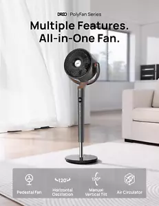 Fan for Bedroom, 120ยฐ Oscillating Standing Fan, Quiet Floor Fan with DC Motor... - Picture 1 of 12