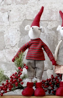 CHIC ANTIQUE, 1 Wintermaus Maus * Noa *  stehend,  Baumwolle Filz, 38 cm - Bild 1 von 2