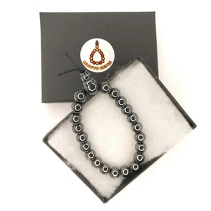 Hematite Gemstone Power Bracelet 7" Elastic Mala Chakra Beads Christmas Gift 600 - Picture 1 of 12
