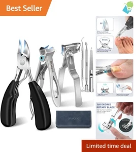 Juego de cortaúñas ergonómico 6 en 1 para uñas gruesas - Incluye estuche de cuero - Imagen 1 de 10