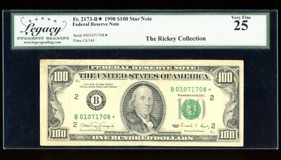 DBR 1990 $100 FRN STAR New York Fr. 2173-B* Legacy 25 Serial B01071708* - Image 1 of 2