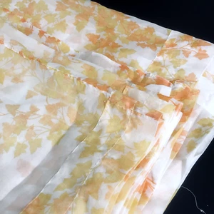 Vintage Fabric Curtain Material Orange Autumn Leaves Sheer 46cm x 12M Hemmed - Picture 1 of 5