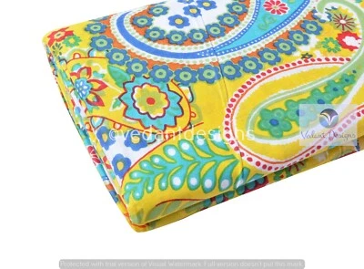 Tela de algodón puro costura india artesanía material de cachemira amarillo 5 yardas Foto 1 de 4