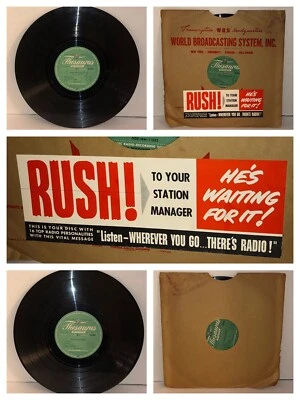 Thesaurus Orthacoustic RUSH LABEL 16" Radio Transcription Disc 40s Allen Roth Foto 1 de 4