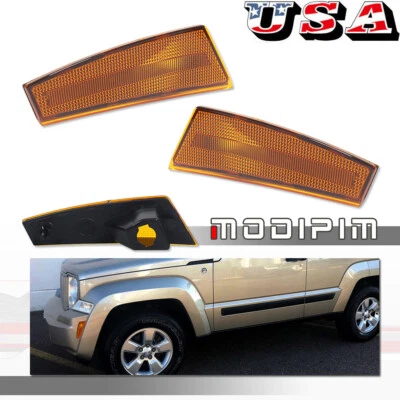 Side Marker Light For 2008-2012 Jeep Liberty Front Left & Right Amber Housings - Image 1 of 4