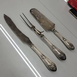 Vintage Sterling Silver Alvin Engraved Handle Silverware knife fork Nice Shape - Picture 1 of 9