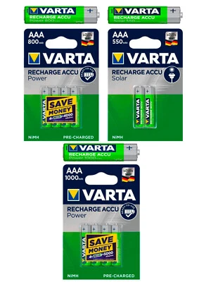 Varta Power Solar Akkus AAA Micro 550mAh / 800mAh / 1000mAh aufladbare Batterie - Bild 1 von 4