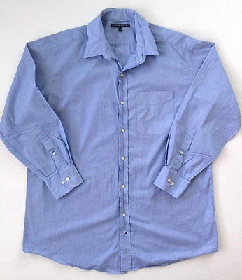 Camisa de vestir Tommy Hilfiger manga larga azul micro rayas para hombre talla L grande 16,5 Foto 1 de 4
