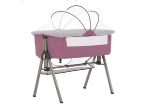 Dream On Me Lotus Bassinet and Bedside Sleeper in Berry Pink/Grey/Dark Grey - Picture 1 of 9