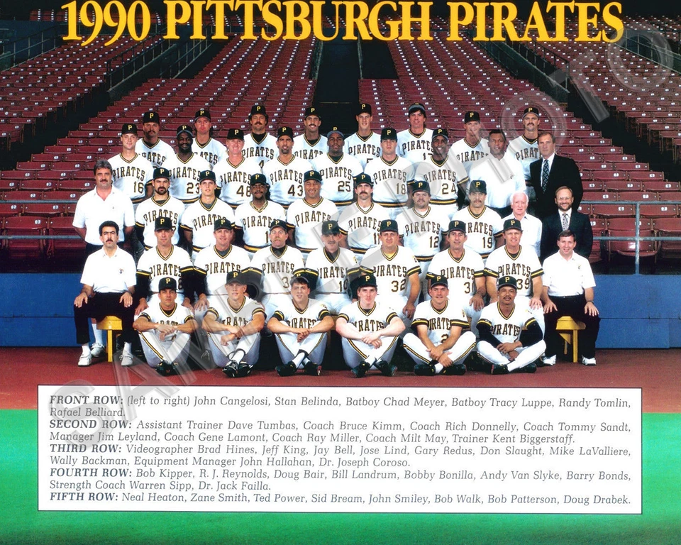 Foto 8x10 del equipo de béisbol Piratas de Pittsburgh 1990 Foto 1 de 1