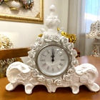 Horloge de Table En Porcelaine Blanche Fleurs Capodimonte Bibelot Swarovski