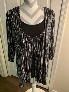 BLACK AND WHITE Women’s Print Tunic Blouse Shirt Sz 1X Tags Removed - Bild 1 von 3