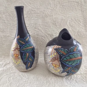 Pair of Art Deco polychrome earthenware vases by Louis Auguste Dage - Picture 1 of 6