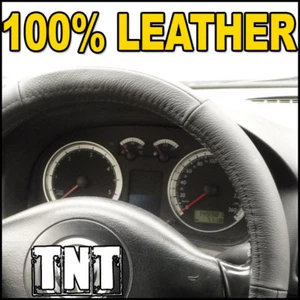 Cubierta de volante de cuero negro en talla S 35 cm - 36 cm estilo guante universal - Imagen 1 de 1