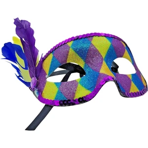 Venetian Glitter Sequin Party Half Face Eye Mask Costume Multicolor - Picture 1 of 11