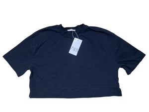 CAMISA CORTA MUJER ZARA NUEVA CON ETIQUETAS GRANDE L NEGRA - Imagen 1 de 4