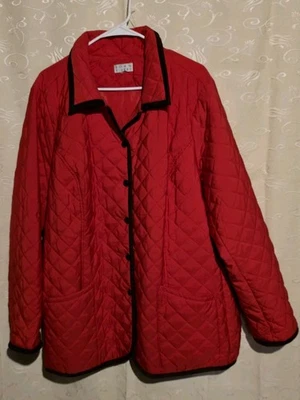 Chaqueta acolchada roja para mujer Joan Rivera con recorte de pana marrón talla desconocida Foto 1 de 4