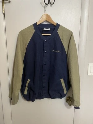 Genial Chaqueta Paramount Pictures Para Hombre Grande Azul Marino Beige Lona a Presión Bombardero Años 90 Foto 1 de 4