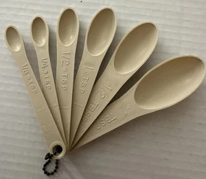 Vintage Foley Set 6 Mandel Kunststoff verschachtelte Messlöffel 1/8 - 1 EL - Bild 1 von 5