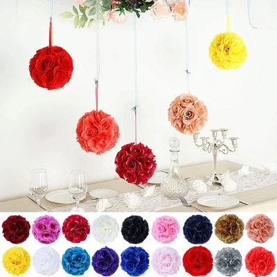 2 Silk Roses 7" wide Flower Kissing Balls Wedding Party Decorations Centerpieces - Image 1 of 2