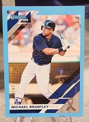 Michael Brantley 2019 Panini Donruss Father's Day Ribbon /49 #63 Houston Astros - Image 1 of 3