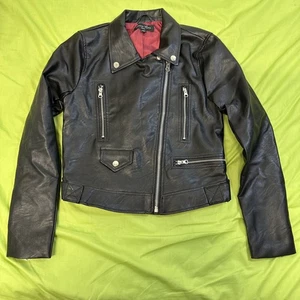 Giacca moto Love Tree donna nera manica lunga full zip taglia S, finta - Foto 1 di 14