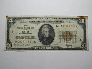 $20 1929 Boston Massachusetts National Currency Federal Reserve Bank Note Bill - Picture 1 of 3