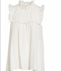 Kate Spade - ärmellose Bluse mit angedeutetem Rüschenkragen - elfenbeinfarben - XXS - 1 Mal getragen - Bild 1 von 10