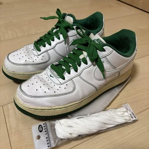 Men 9.5US Air Force 1 White/Green Stitching - Picture 1 of 20