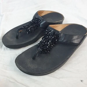 Fitflop Rumba Black Toe Thong Sandals Size UK 7 EUR 41 - Picture 1 of 12