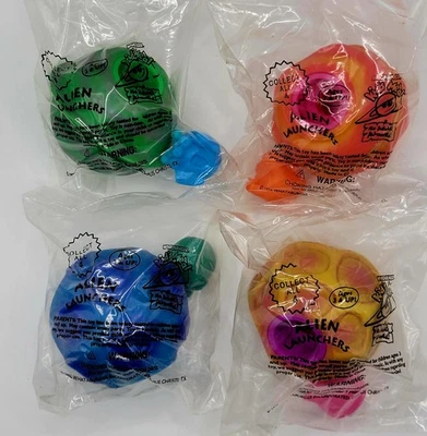 Rare Vintage Whataburger Alien Launchers Full Set of 4 Kid's Meal Toys 1996 New - Image 1 of 4