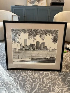 Delbart Duchein, Lower Manhattan Lithograph 30” X 29” NYC Skyline Twin Towers - Picture 1 of 8
