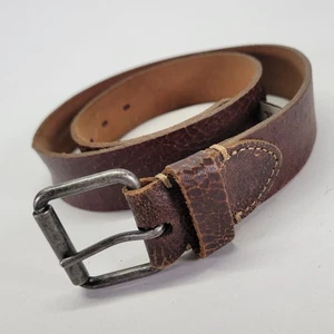 Fossil Leather Belt 32 Roller Buckle Brown MB12320032 Distressed - Picture 1 of 15