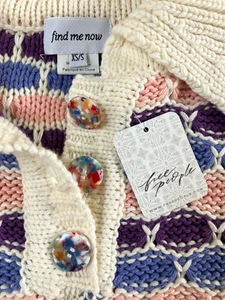 Suéter Polo Free People Find Me Now Confeti Crochet Para Mujer XS/S Pullover Nuevo Con Etiquetas - Imagen 1 de 8