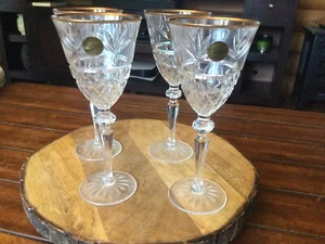 Cristal D’Arques France Traditions Gold Lead Crystal 4 Piece Wine Glasses New - Picture 1 of 1