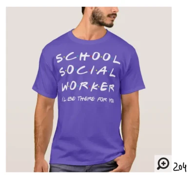 Camiseta Temática Amigos Assistente Social Escolar Roxa Pequena - Imagem 1 de 2