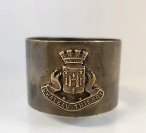 Antique French CHATEAU THIERRY Brass Napkin Ring Holder WW1 Era - Picture 1 of 10