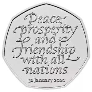 Extremely Rare Brexit 50p Coin Peace Prosperity And Friendship With All Nations - Picture 1 of 2