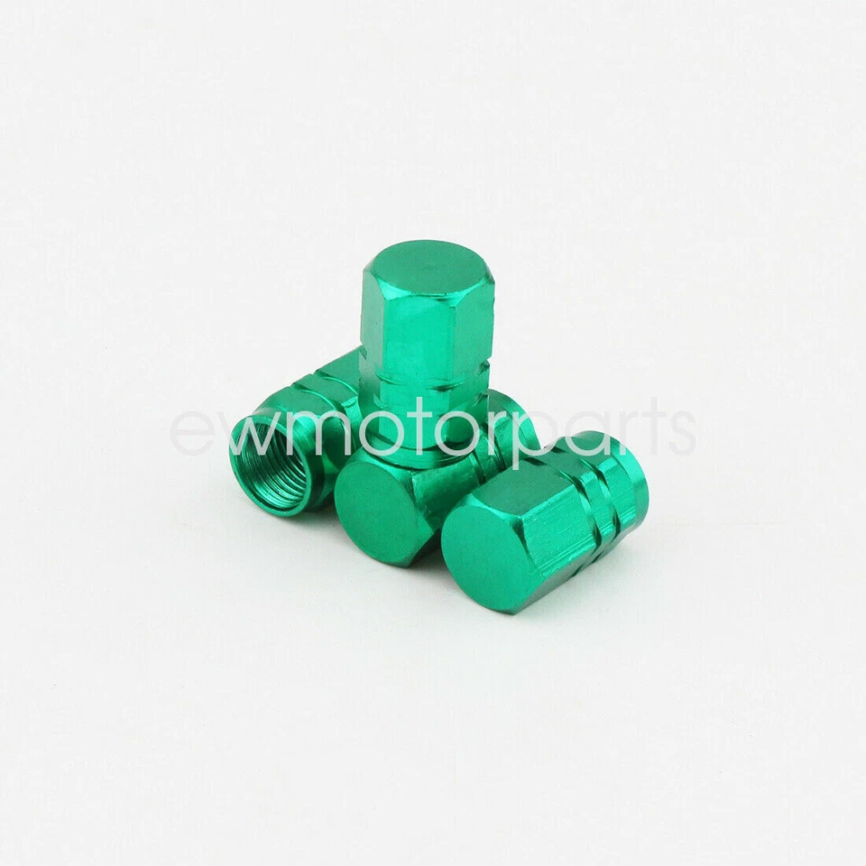 4x Green Aluminum Motorcycle Bike Wheel Tire Valve Stem Caps Cover For Kawasaki - Image 1 of 4
