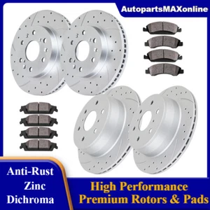 Front Rear Drilled Brake Rotors Pads for Chevy SILVERADO 1500 GMC SIERRA 1500 - Picture 1 of 6