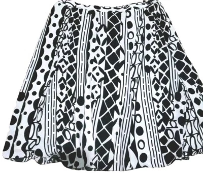 SUSAN GRAVER Skirt Black And Cream Abstract Midi Career Modest Skirt Knee Length - Image 1 of 4