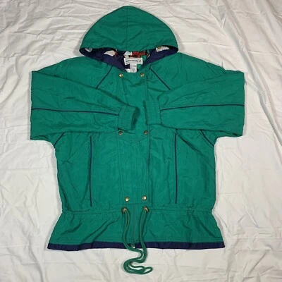 Chaqueta cortavientos deportiva Westbound de colección para mujer talla pequeña verde con cremallera retro Foto 1 de 4