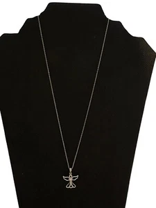 Vintage 925 Sterling Silver Angel Wings CZ Pendant Necklace Chain 19" - Picture 1 of 9