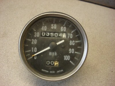 VELOCÍMETRO KAWASAKI F 5 6 7 8 9 1970-1975 100 MPH OEM # 25001-045 VINTAGE Foto 1 de 4