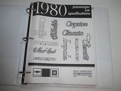 Chevrolet 1980 coche de pasajeros especificaciones folleto Corvette Camaro Foto 1 de 4